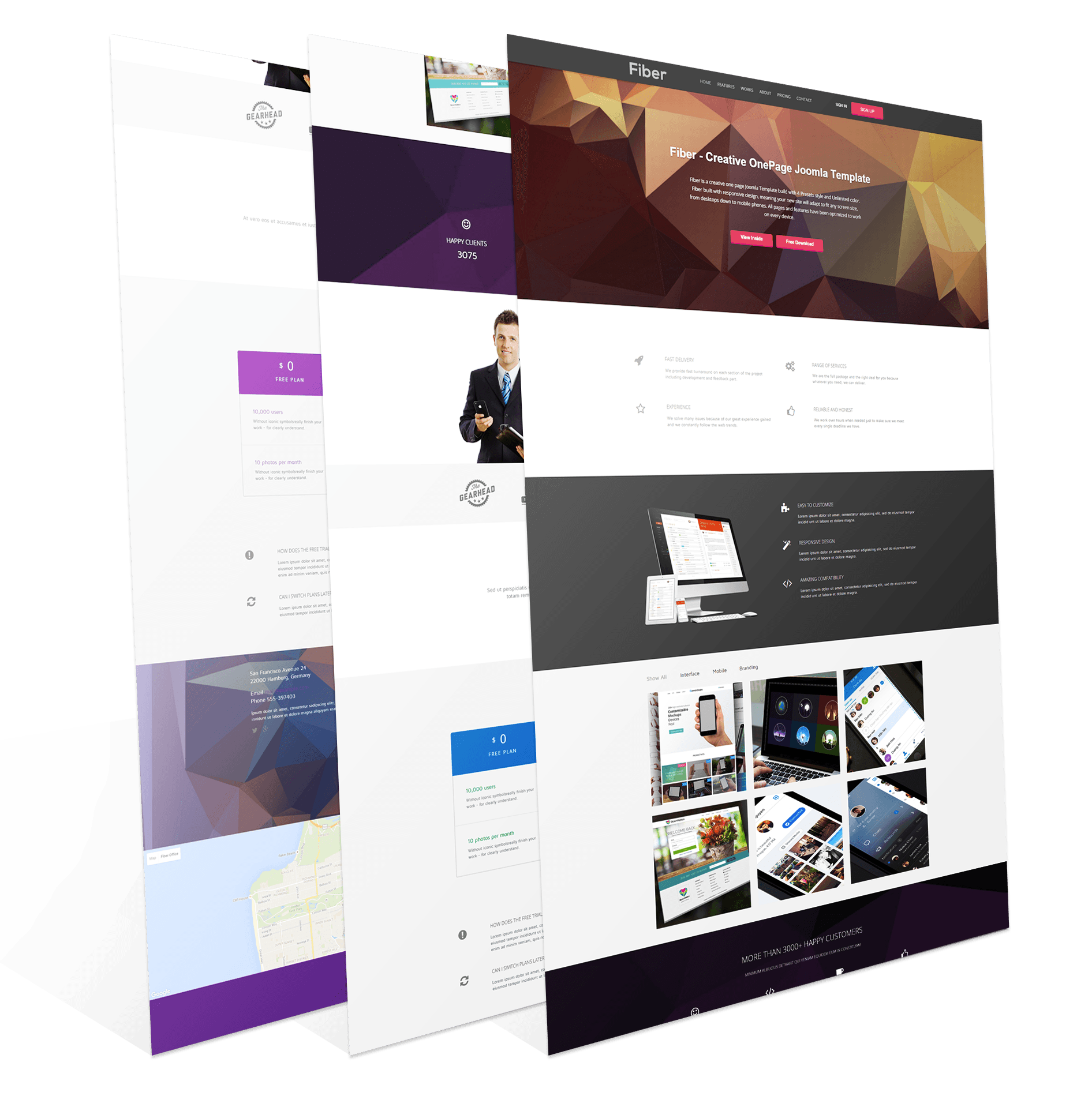 Creative One Page Joomla Template - WT Fiber