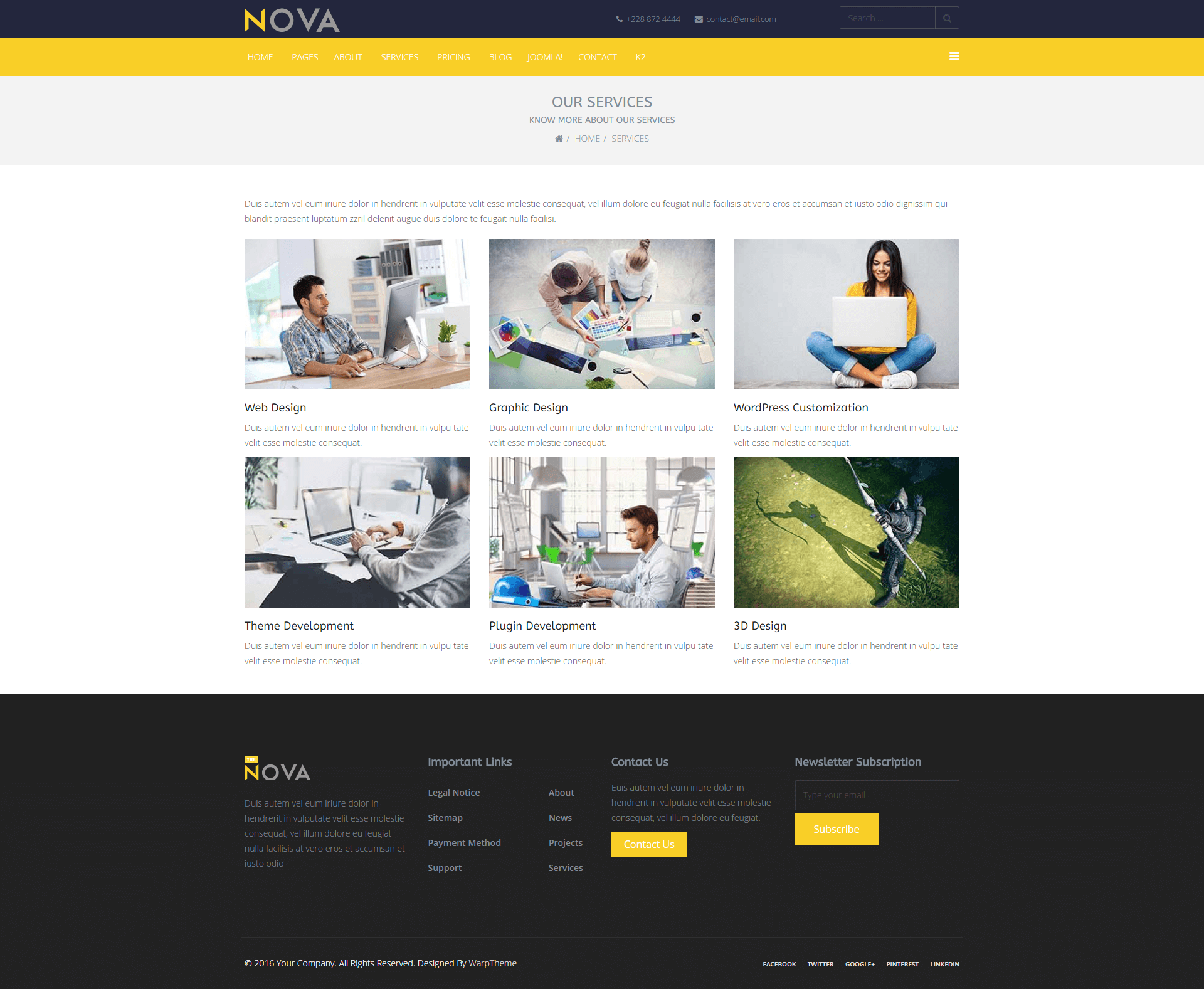 Nova Service Page